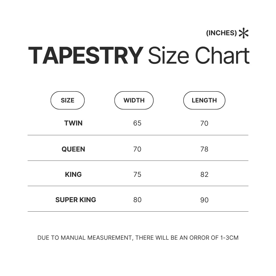 Tapestry Size Chart - Landscaper Gifts